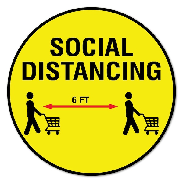 Social Distance 6 Ft Non-Slip Floor Graphic, 11in Vinyl, 3PK, 11 in L, 11 in H, FD-C-11-3PK-99991